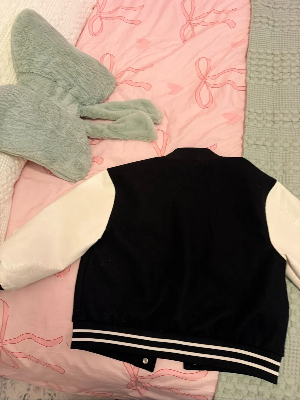 Old Navy Black & White Cherry Letterman Jacket